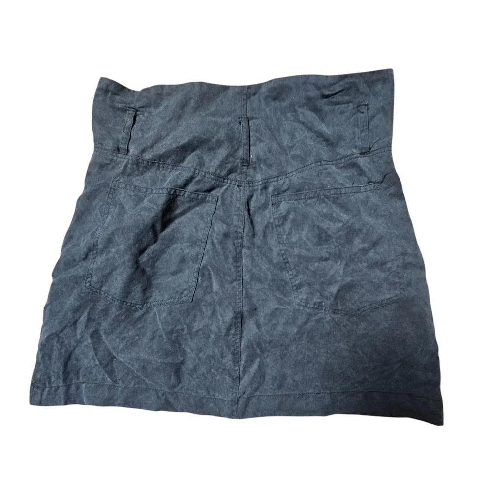 Reformation Paperbag Mini Skirt Slash‎ Pockets Pleated Womens 4 Black Tencel